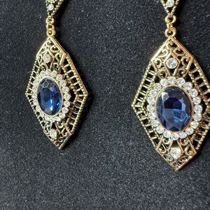 Elegant Gold and Blue Gemstone Earrings